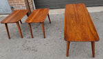 REFINISHED Mid Century Modern Solid Walnut Coffee Table & 2 End Tables 1