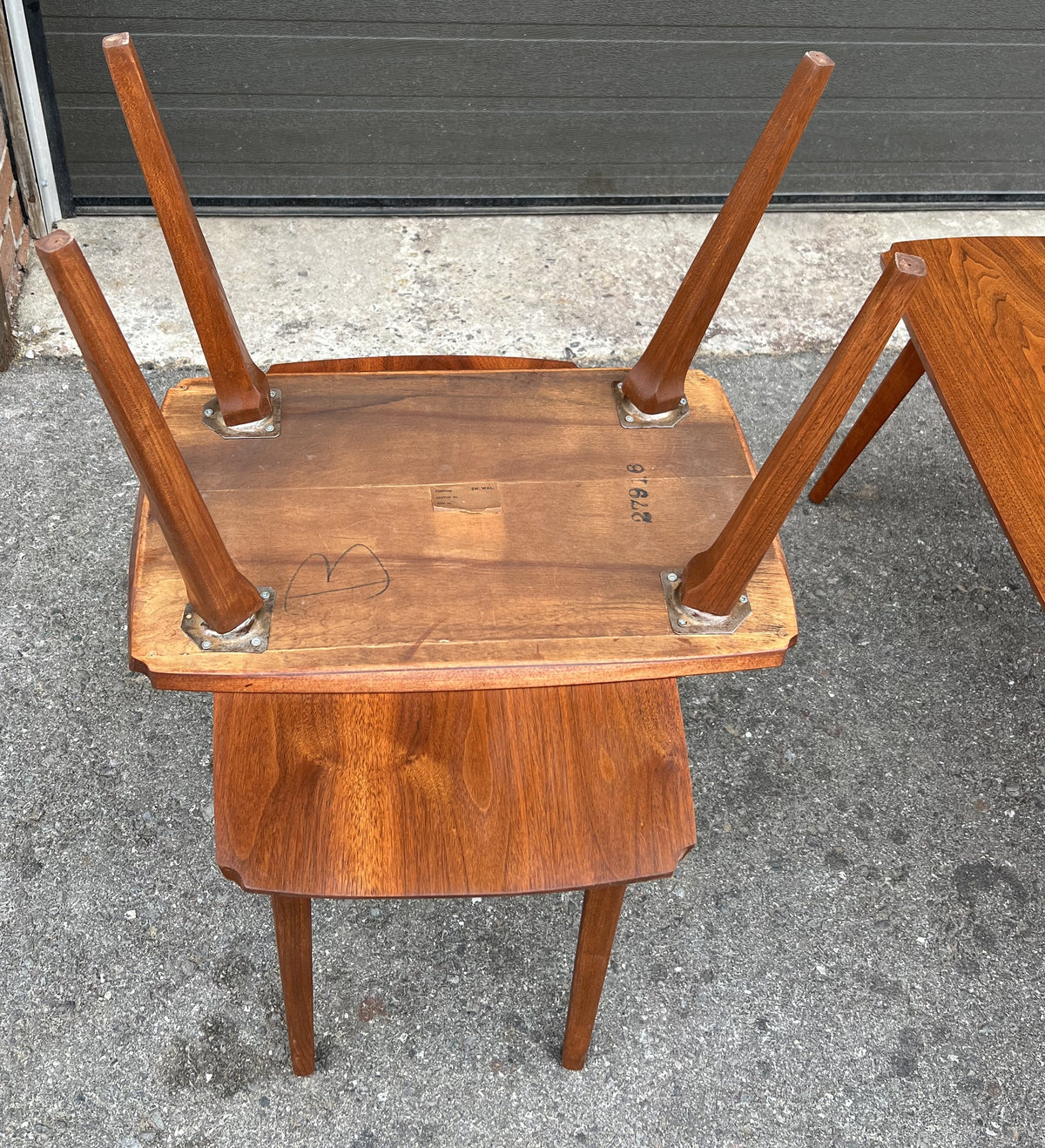 REFINISHED Mid Century Modern Solid Walnut Coffee Table & 2 End Tables