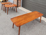 REFINISHED Mid Century Modern Solid Walnut Coffee Table & 2 End Tables 7