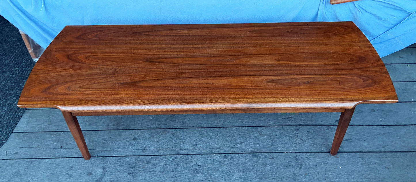 REFINISHED Mid Century Modern walnut coffee table