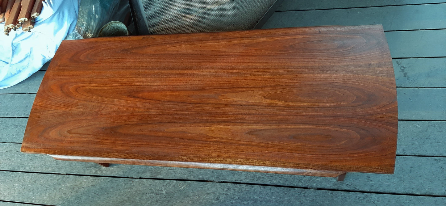 REFINISHED Mid Century Modern walnut coffee table