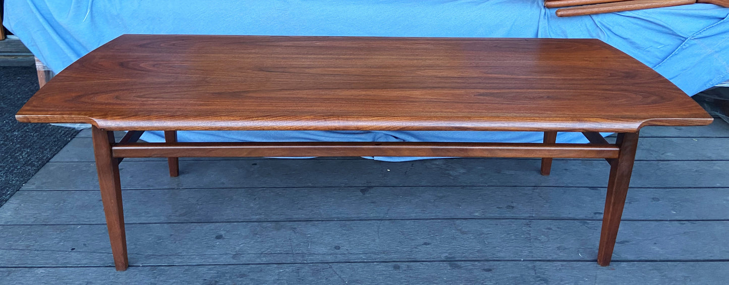 REFINISHED Mid Century Modern walnut coffee table