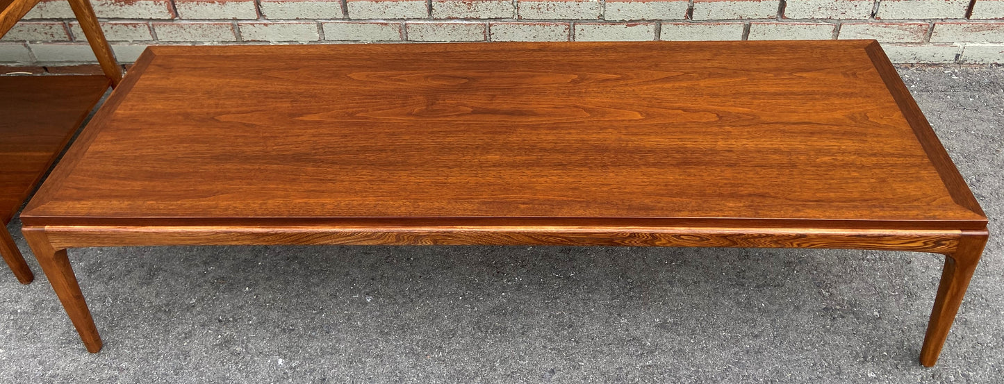 REFINISHED Mid Century Modern Walnut Coffee Table by Lane, PERFECT, Low