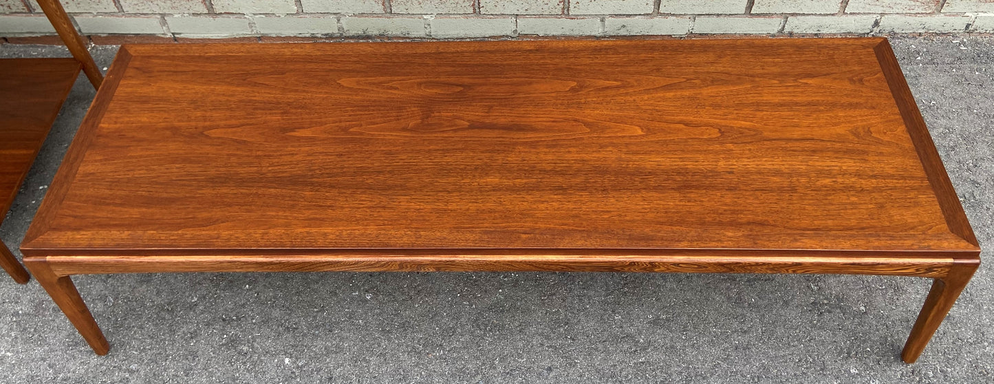 REFINISHED Mid Century Modern Walnut Coffee Table by Lane, PERFECT, Low