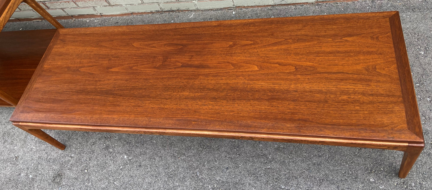 REFINISHED Mid Century Modern Walnut Coffee Table by Lane, PERFECT, Low