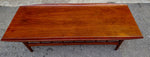REFINISHED Mid Century Modern walnut coffee table w slatted shelf, 54