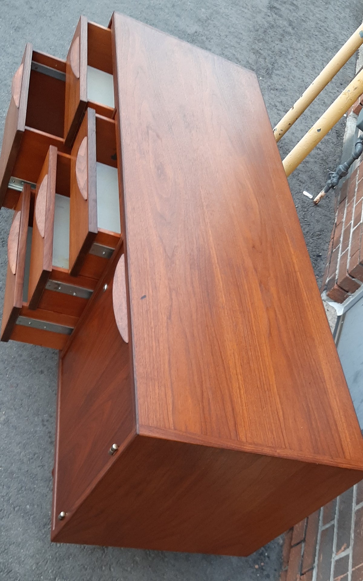 REFINISHED  MCM Walnut Credenza with Finished Back, wide and low