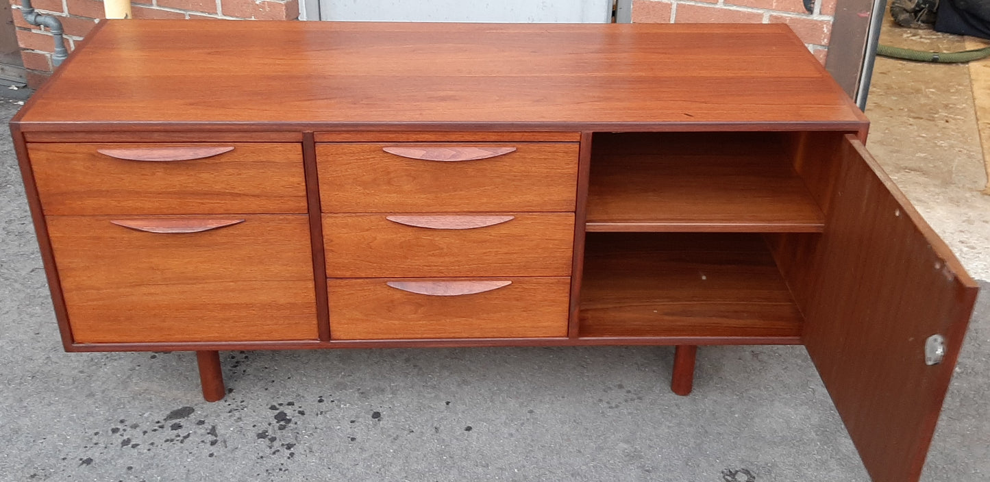 REFINISHED  MCM Walnut Credenza with Finished Back, wide and low