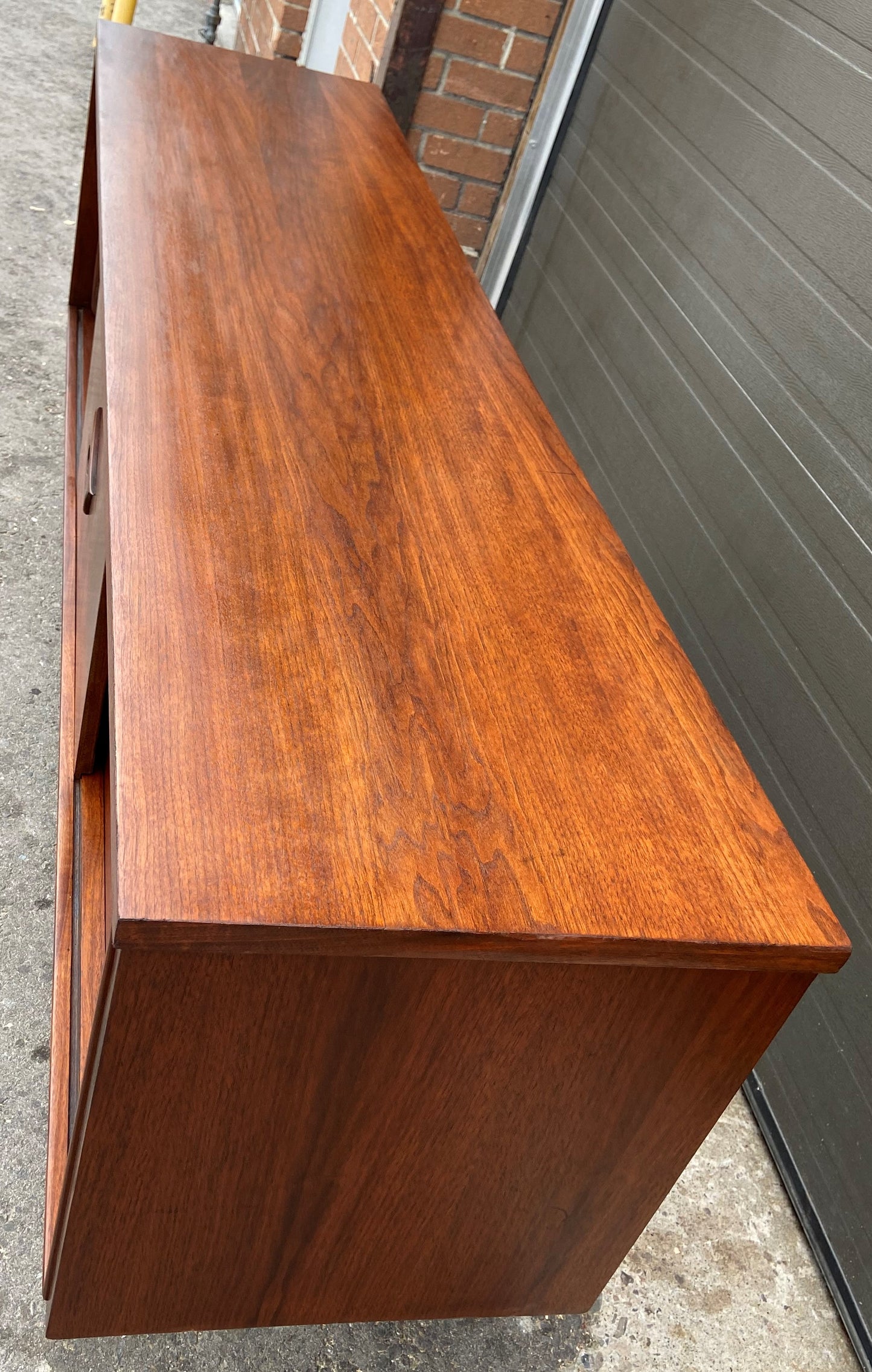 REFINISHED Mid Century Modern Walnut Sideboard Two-Sided/ Divider w 6 doors, 72"