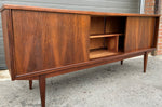 REFINISHED Mid Century Modern Walnut Sideboard Two-Sided/ Divider w 6 doors, 72