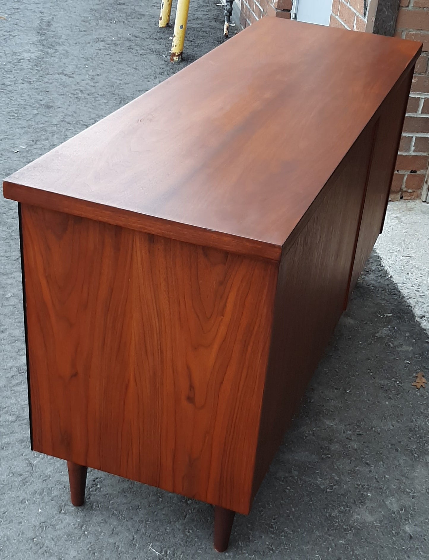 REFINISHED  MCM Walnut Credenza with Sliding Doors & Drawers & Finished back 54" - Mid Century Modern Toronto