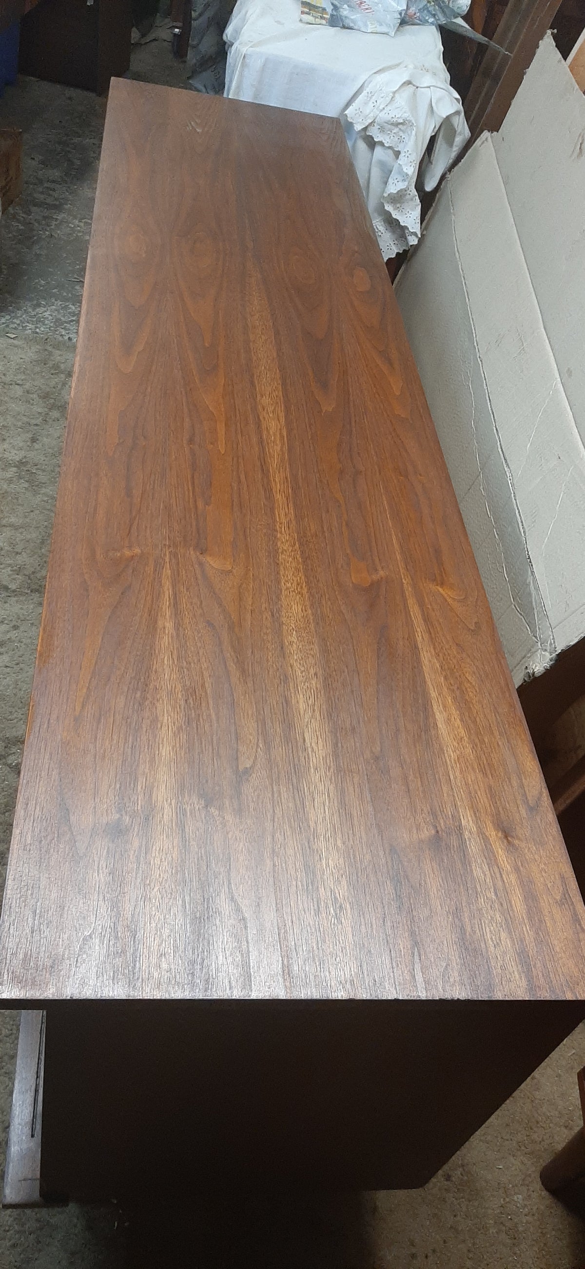 REFINISHED MCM Walnut Brutalist Walnut Dresser Credenza 80
