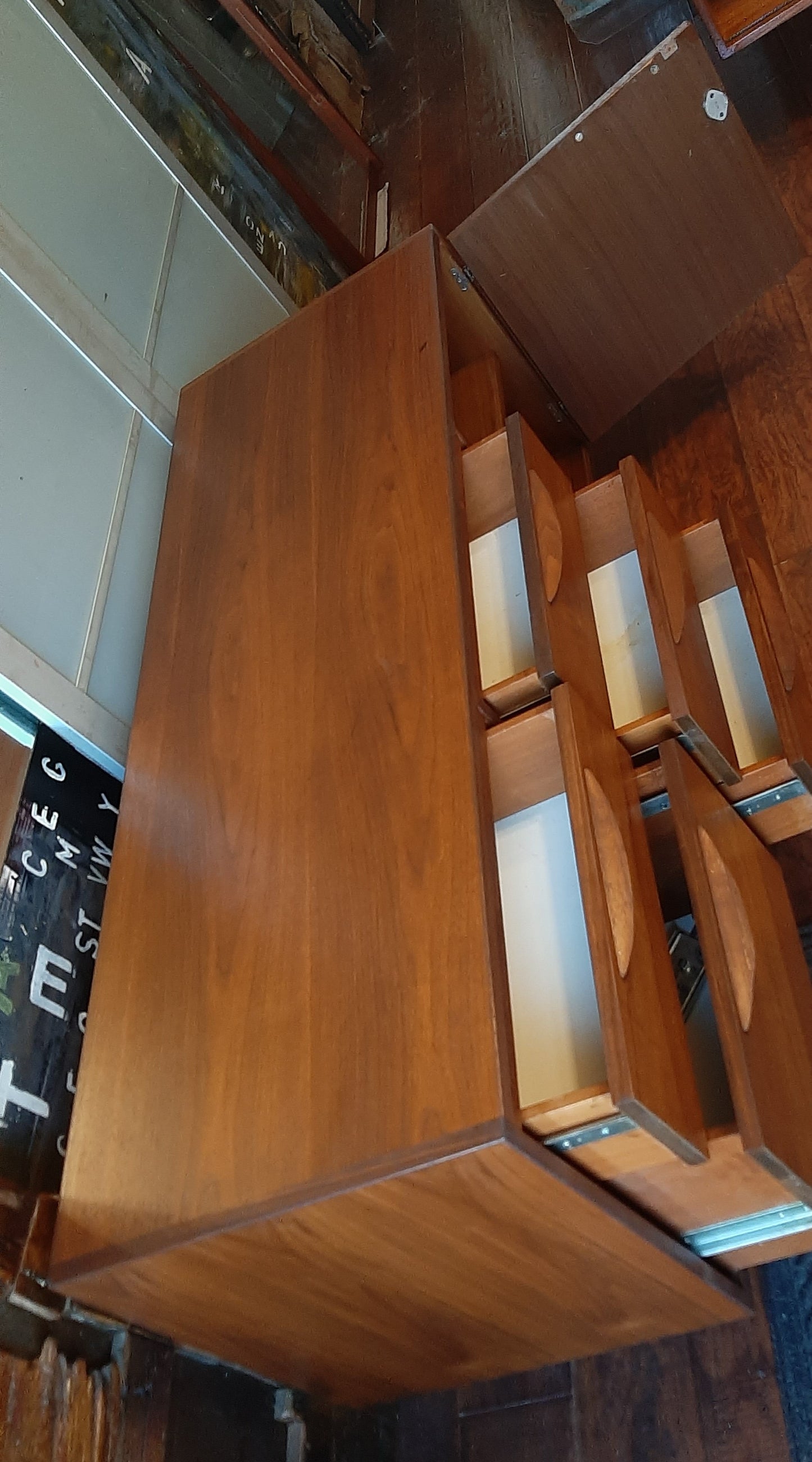 REFINISHED  MCM Walnut Credenza with Finished Back, wide and low