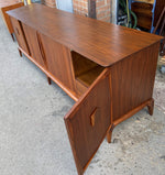 REFINISHED Mid Century Modern Walnut Credenza with Tambour doors, 8 ft 9