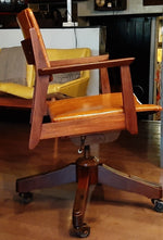 REFINISHED REUPHOLSTERED MCM walnut desk chair adjustable by Krug, Perfect 3
