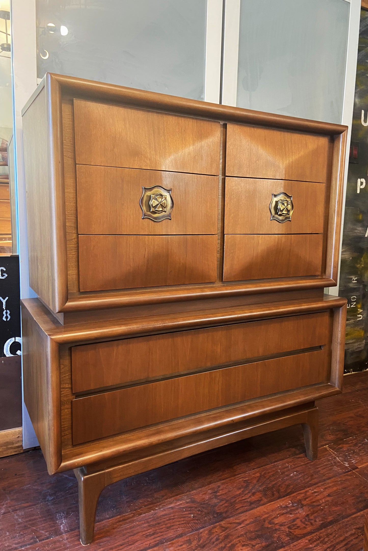 Mid Century Modern Walnut Tallboy in style of Vladimir Kagan