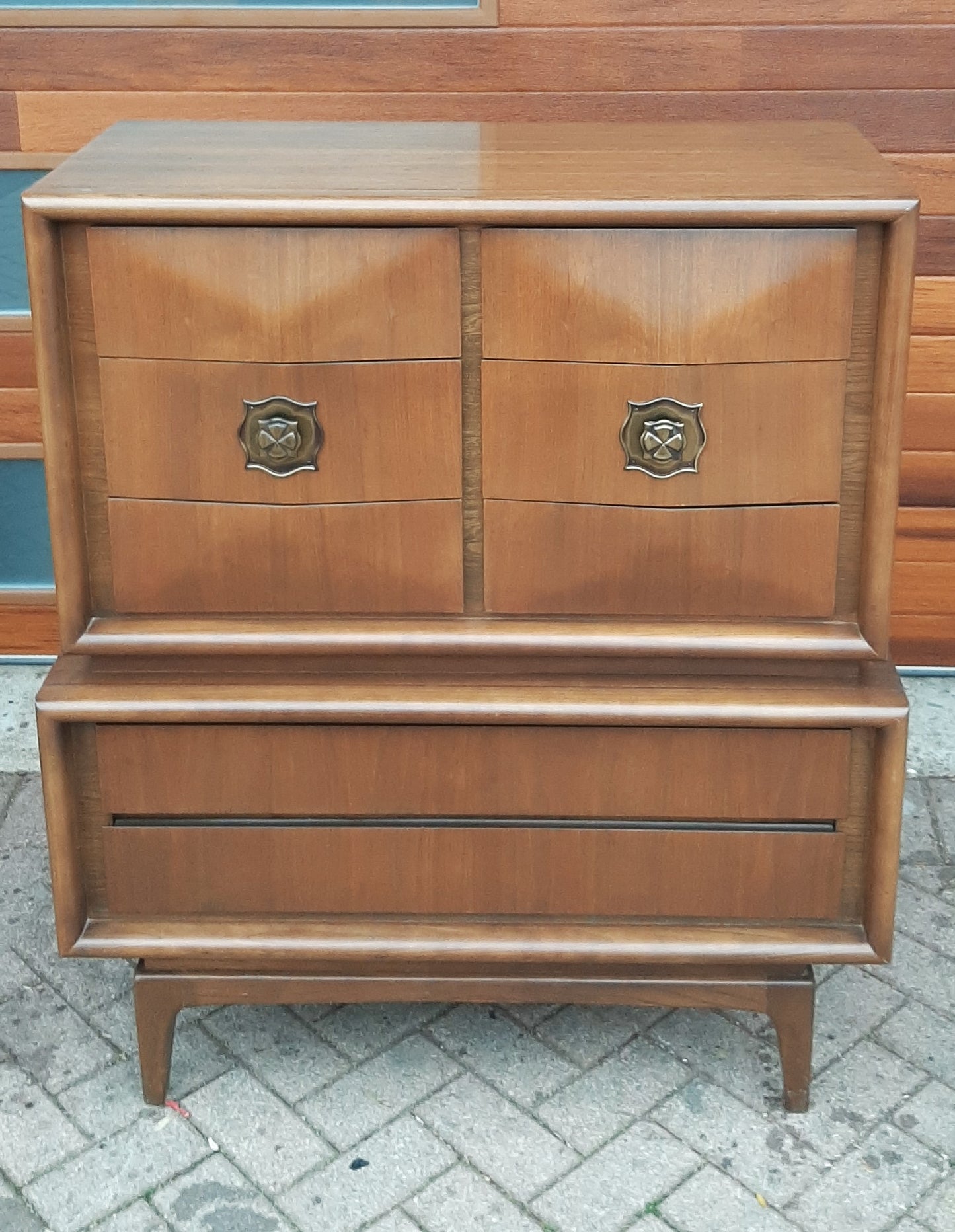 Mid Century Modern Walnut Tallboy in style of Vladimir Kagan