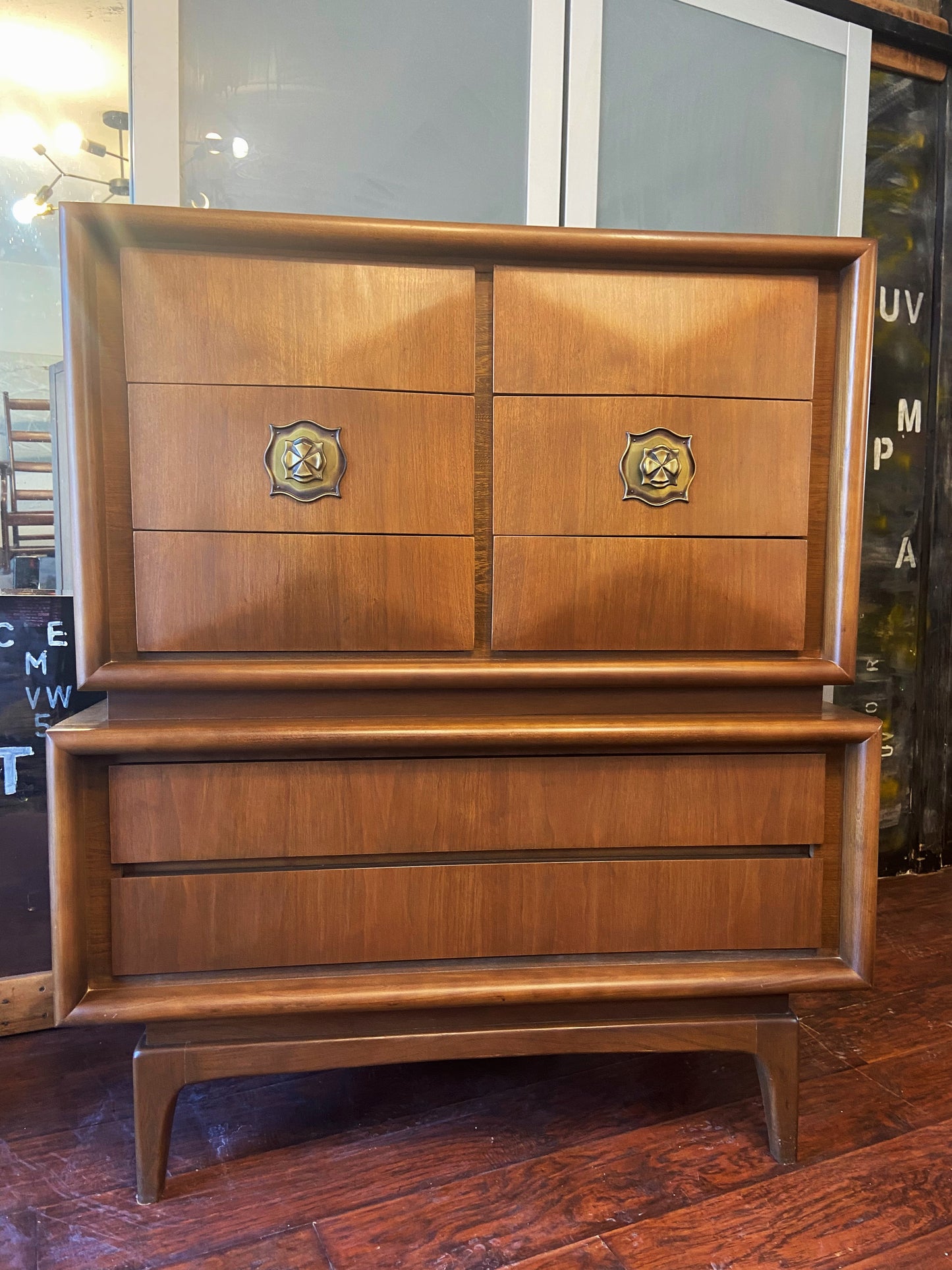 Mid Century Modern Walnut Tallboy in style of Vladimir Kagan