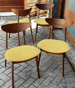 4 REFINISHED Mid Century Modern Walnut Chairs will be REUPHOLSTERED 3
