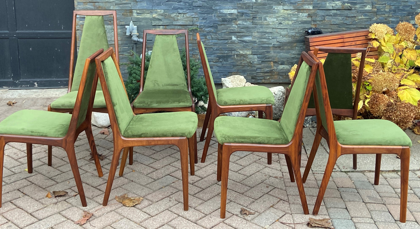 Set of 8 REFINISHED MCM walnut sculptural chairs, REUPHOLSTERED, perfect