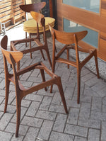 4 REFINISHED Mid Century Modern Walnut Chairs will be REUPHOLSTERED 7