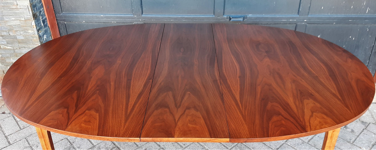 REFINISHED MCM Walnut Dining Table Oval w 2 leaves, 57