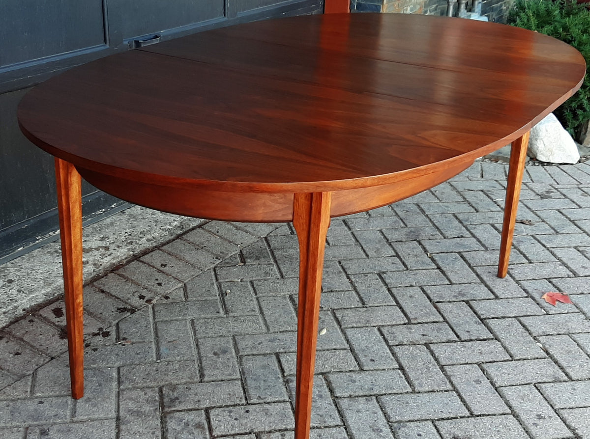 REFINISHED MCM Walnut Dining Table Oval w 2 leaves, 57