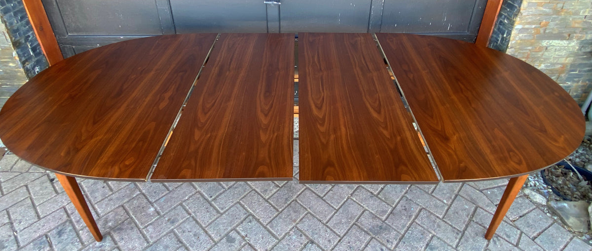 REFINISHED MCM Walnut Dining Table Oval w 2 leaves, 57