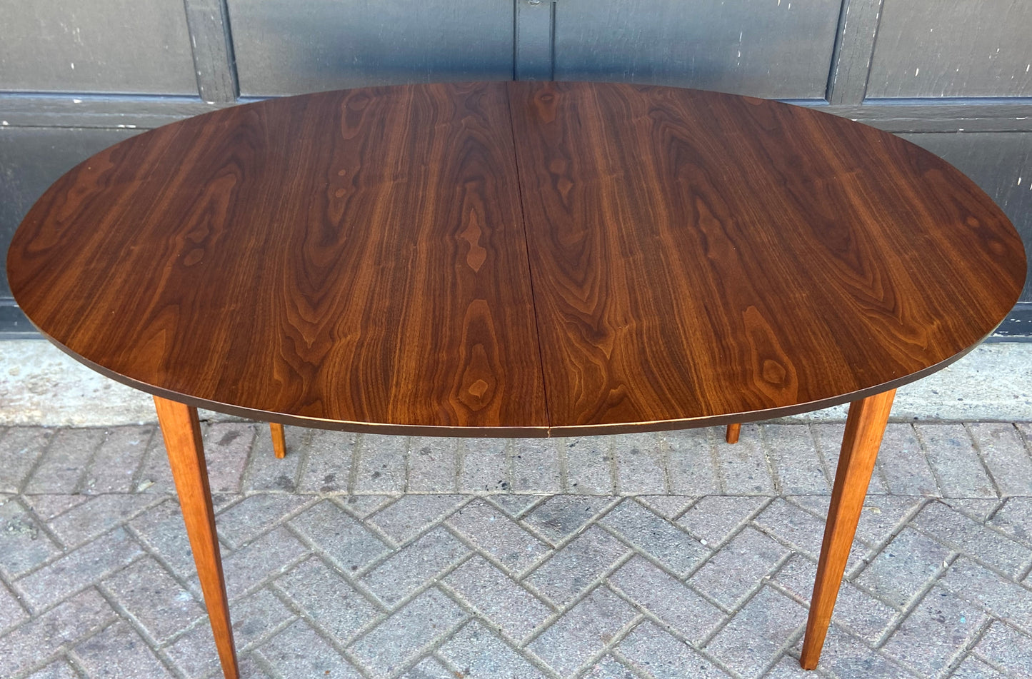 REFINISHED MCM Walnut Dining Table Oval w 2 leaves, 57"- 92" PERFECT