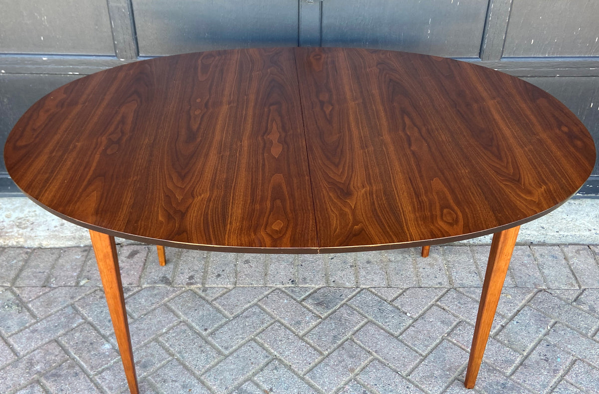 REFINISHED MCM Walnut Dining Table Oval w 2 leaves, 57