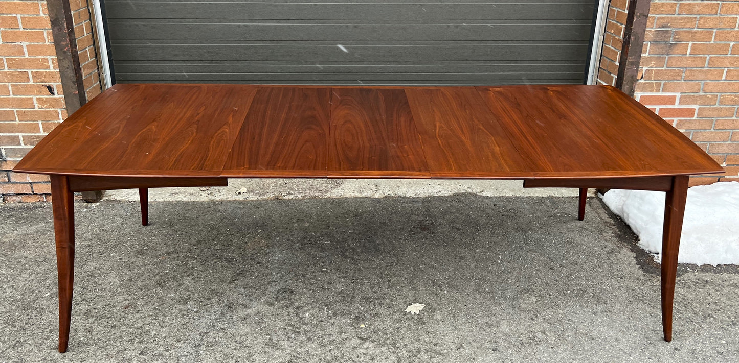 REFINISHED Mid Century Modern Walnut Table w 3 Leaves by R. Spanner 55"- 97"