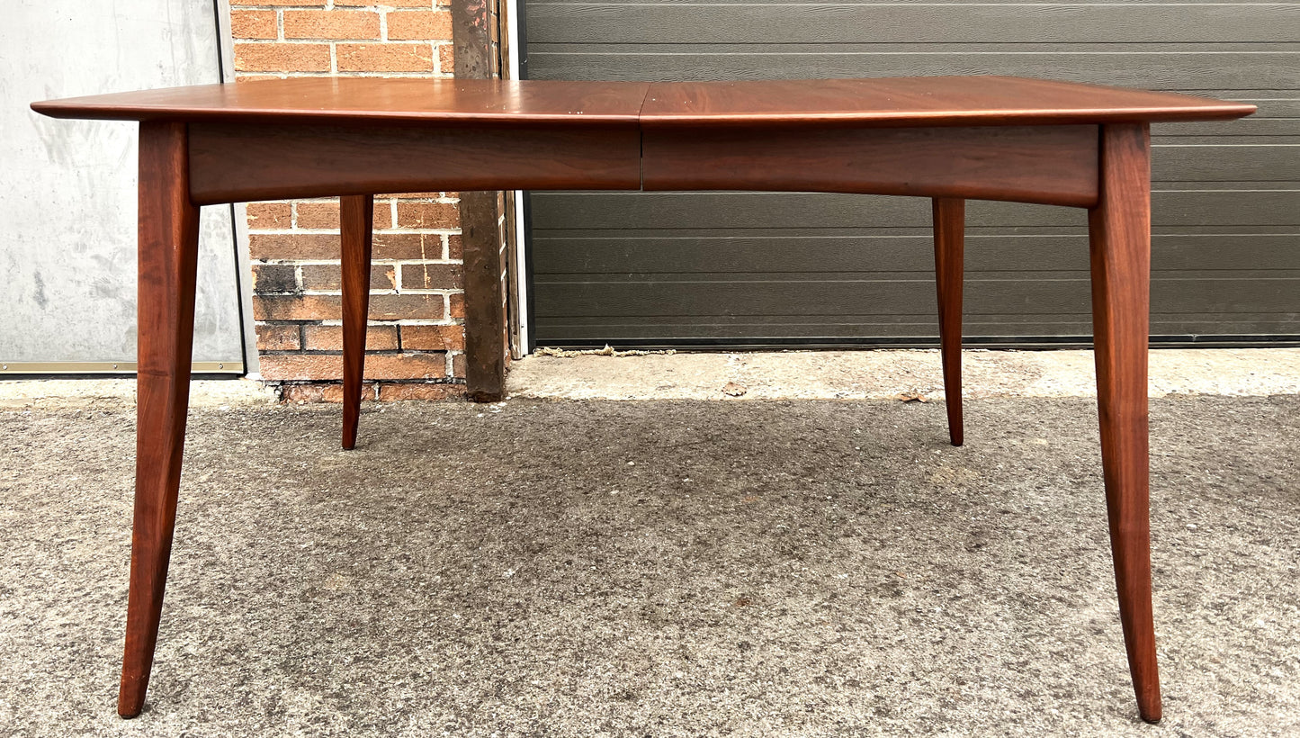 REFINISHED Mid Century Modern Walnut Table w 3 Leaves by R. Spanner 55"- 97"