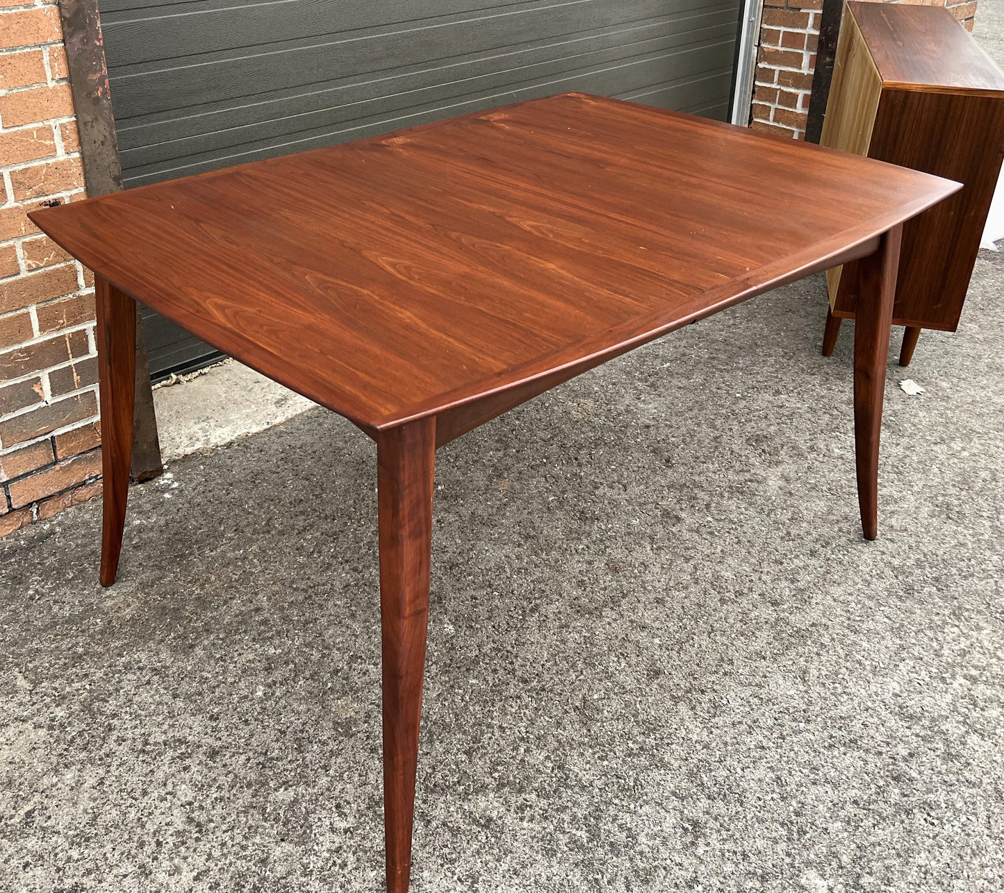 REFINISHED Mid Century Modern Walnut Table w 3 Leaves by R. Spanner 55"- 97"