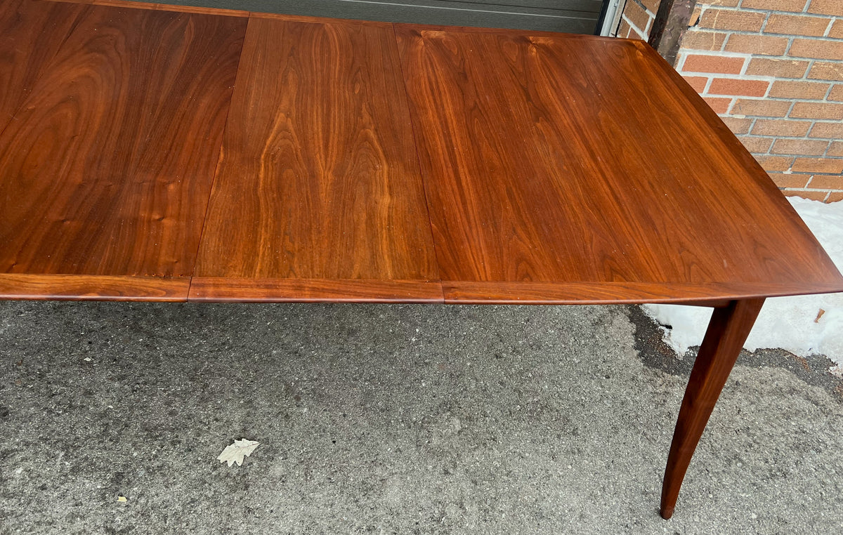 REFINISHED Mid Century Modern Walnut Table w 3 Leaves by R. Spanner 55