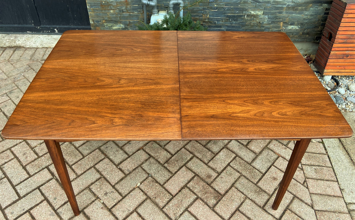REFINISHED MCM Walnut Dining Table Extendable w 2 leaves 57