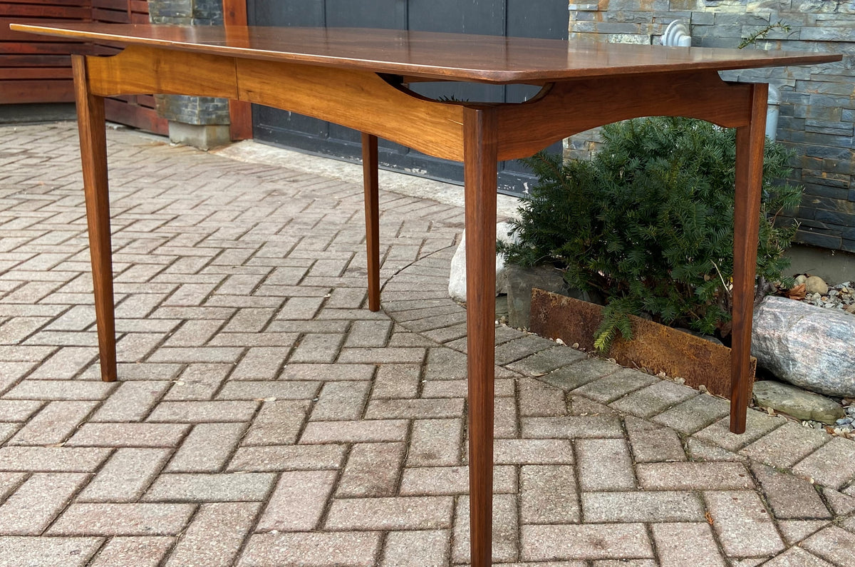 REFINISHED MCM Walnut Dining Table Extendable w 2 leaves 57