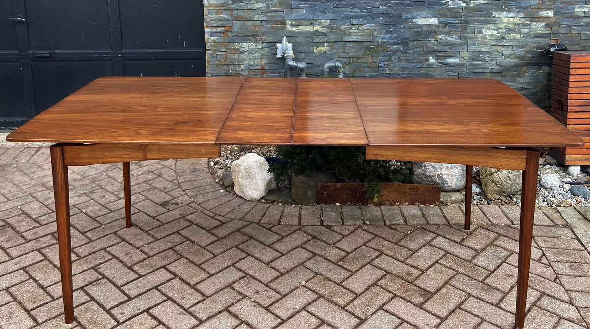 REFINISHED MCM Walnut Dining Table Extendable w 2 leaves 57