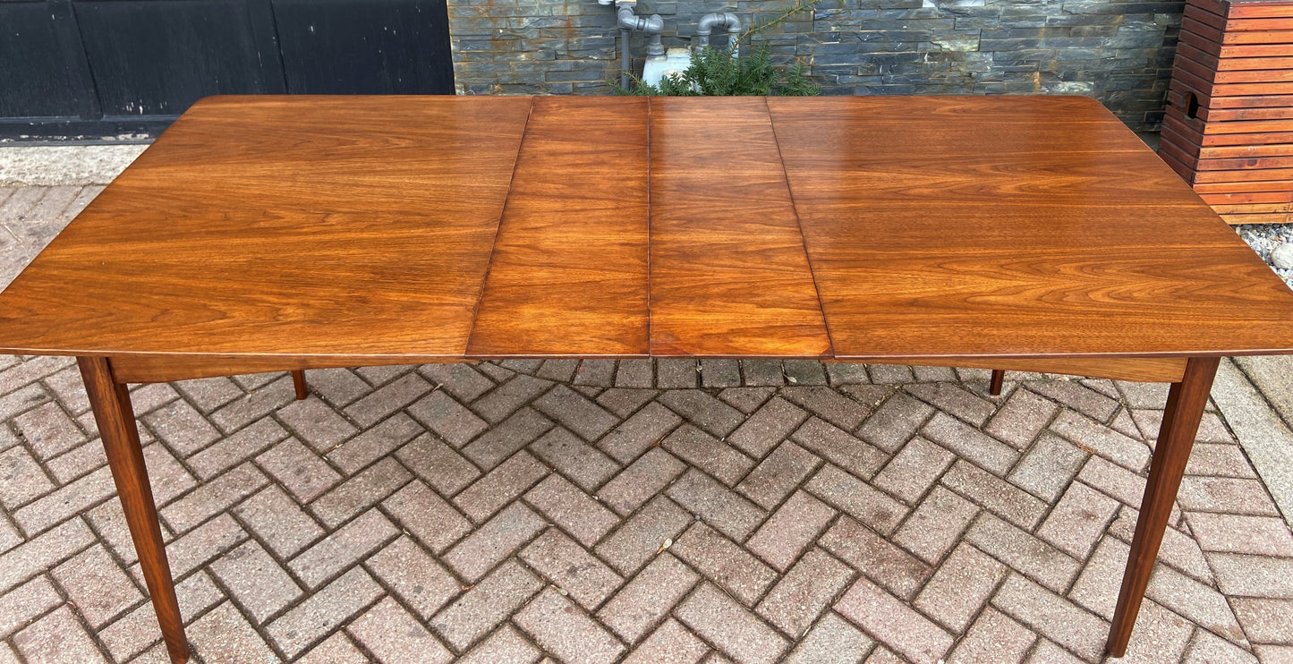 REFINISHED MCM Walnut Dining Table Extendable w 2 leaves 57"- 77.5"