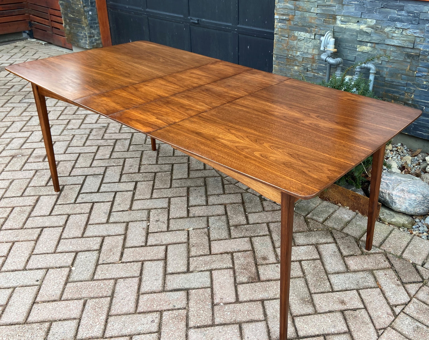 REFINISHED MCM Walnut Dining Table Extendable w 2 leaves 57"- 77.5"