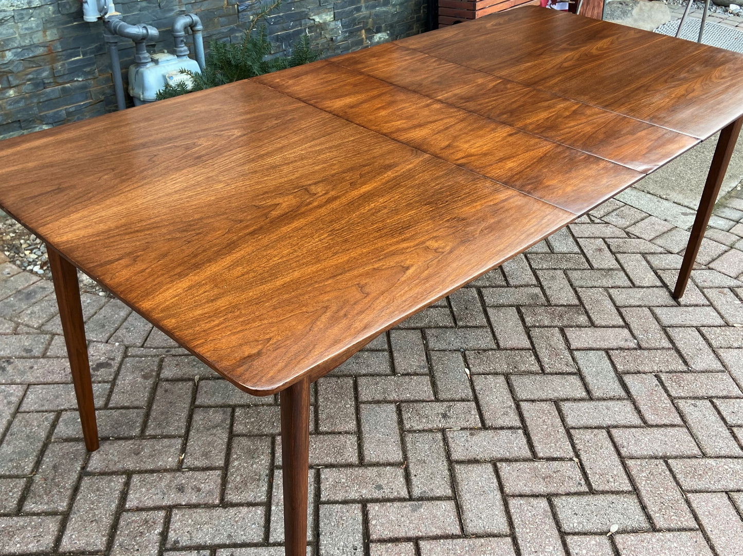 REFINISHED MCM Walnut Dining Table Extendable w 2 leaves 57"- 77.5"