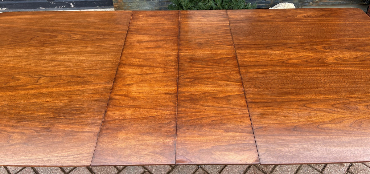 REFINISHED MCM Walnut Dining Table Extendable w 2 leaves 57
