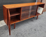REFINISHED Mid Century Modern Walnut Display/ Bookcase/ Media TV Console 71