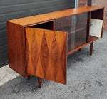 REFINISHED Mid Century Modern Walnut Display/ Bookcase/ Media TV Console 71