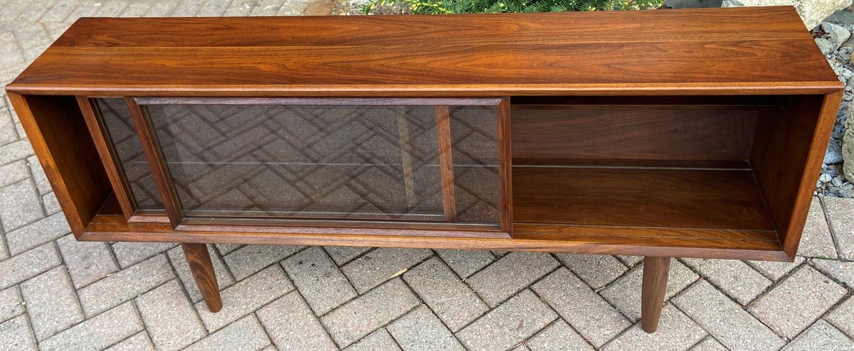 REFINISHED MCM Walnut Bookcase Display Media Console 56.5