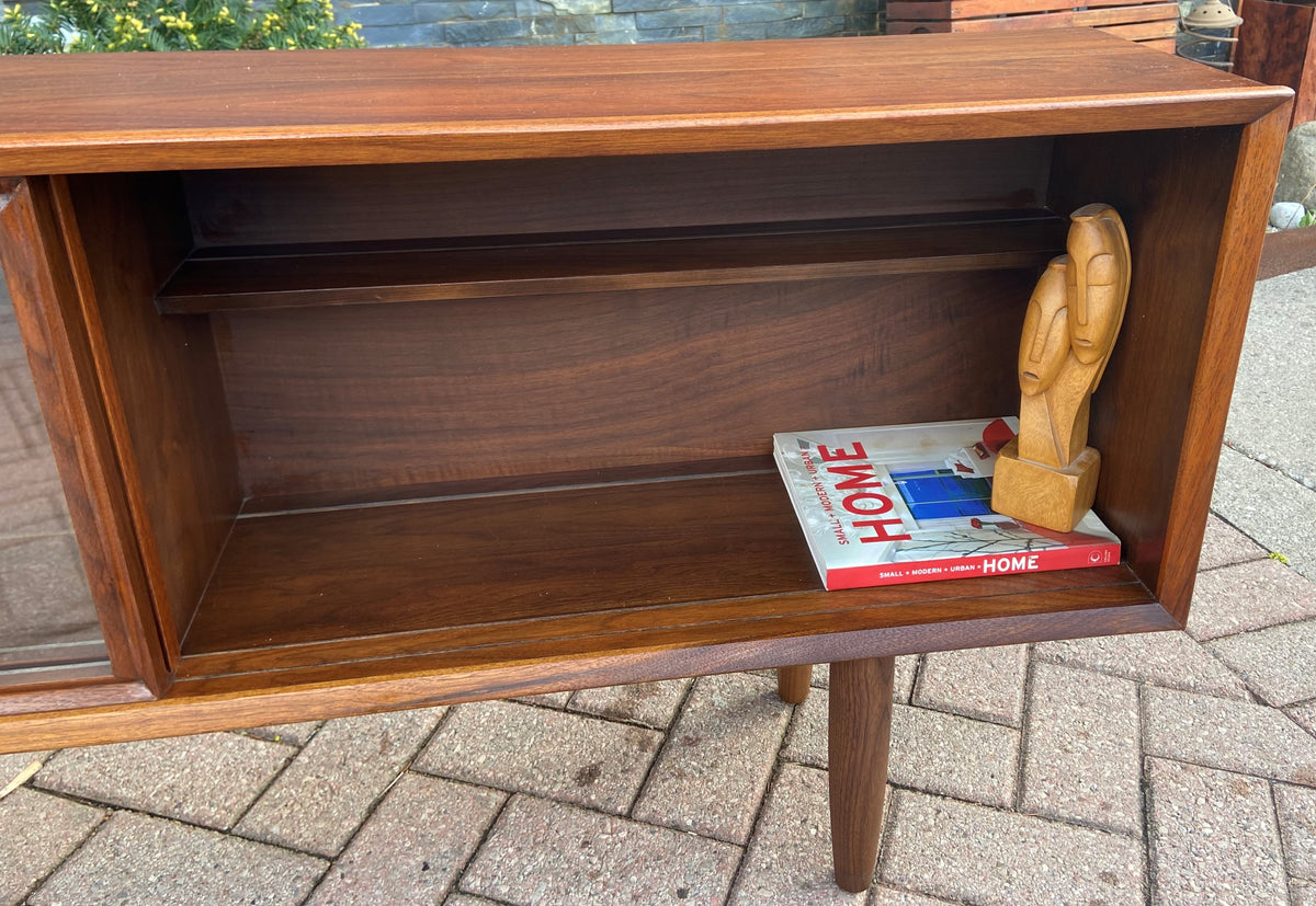 REFINISHED MCM Walnut Bookcase Display Media Console 56.5