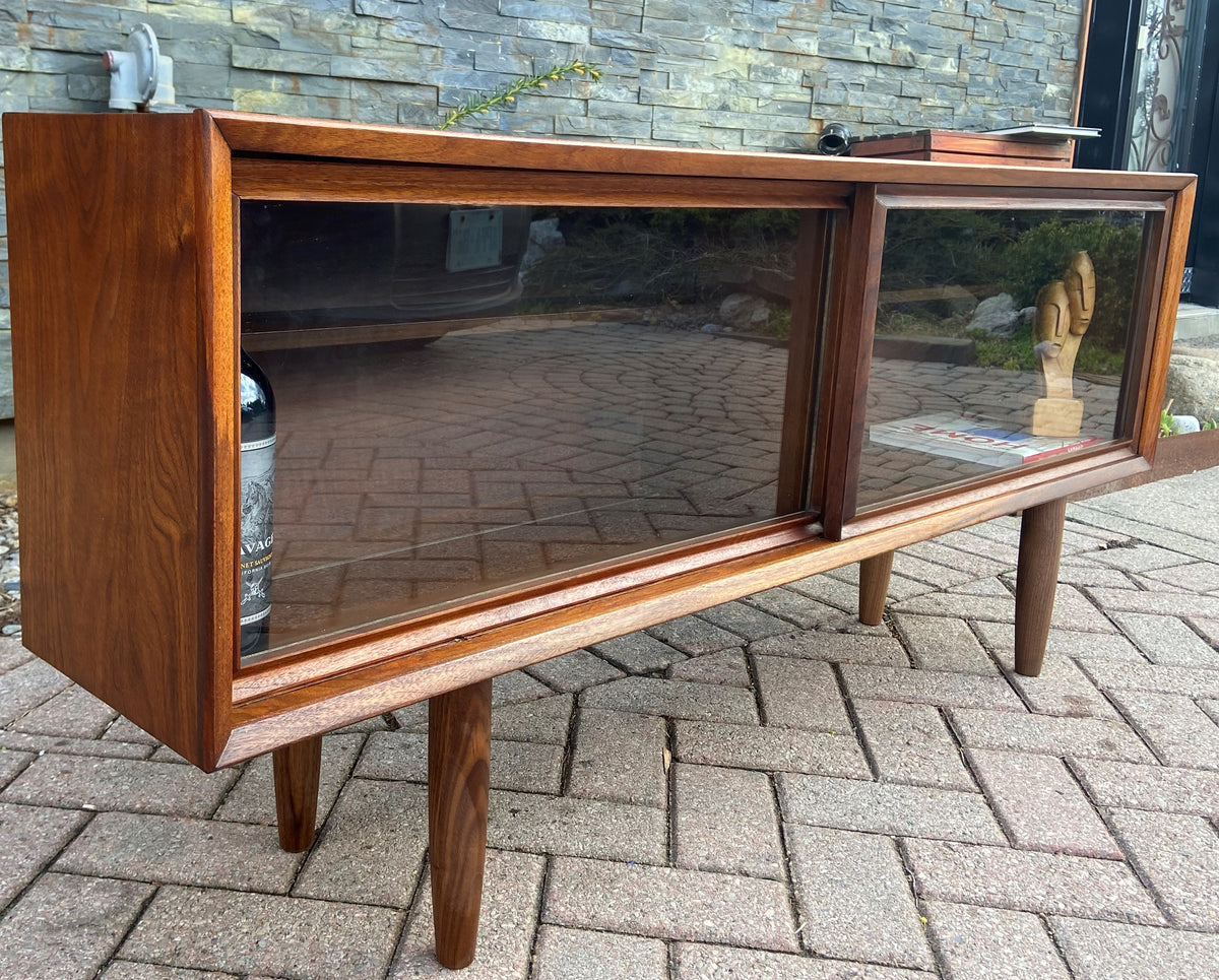 REFINISHED MCM Walnut Bookcase Display Media Console 56.5