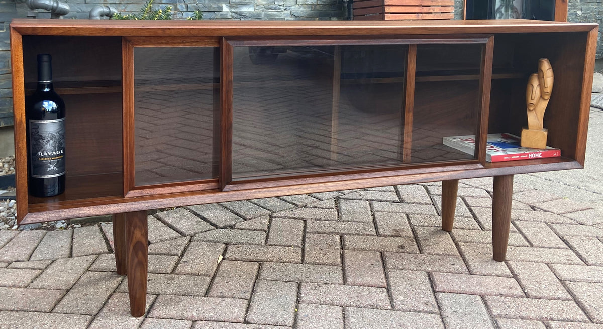 REFINISHED MCM Walnut Bookcase Display Media Console 56.5