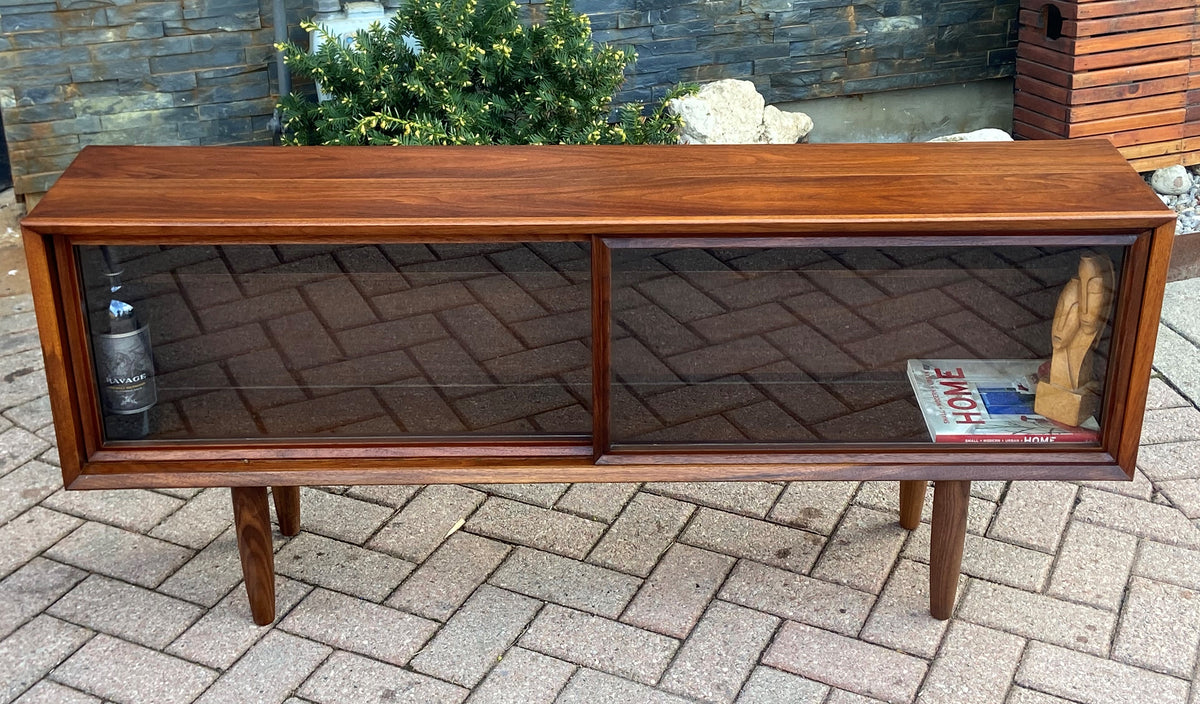 REFINISHED MCM Walnut Bookcase Display Media Console 56.5