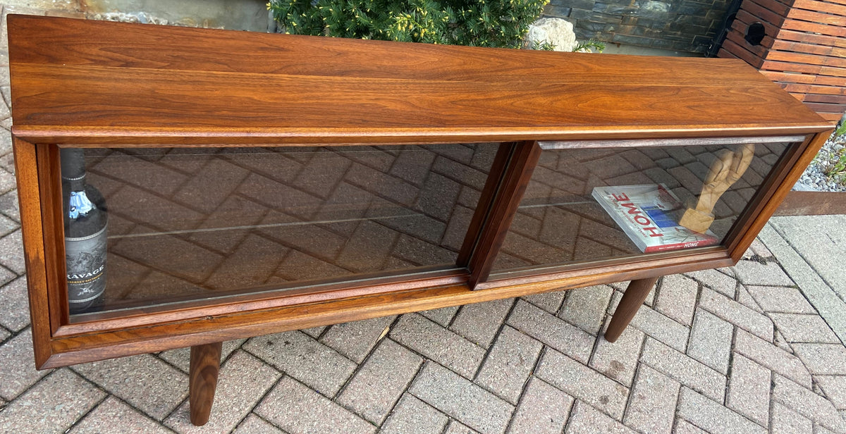 REFINISHED MCM Walnut Bookcase Display Media Console 56.5