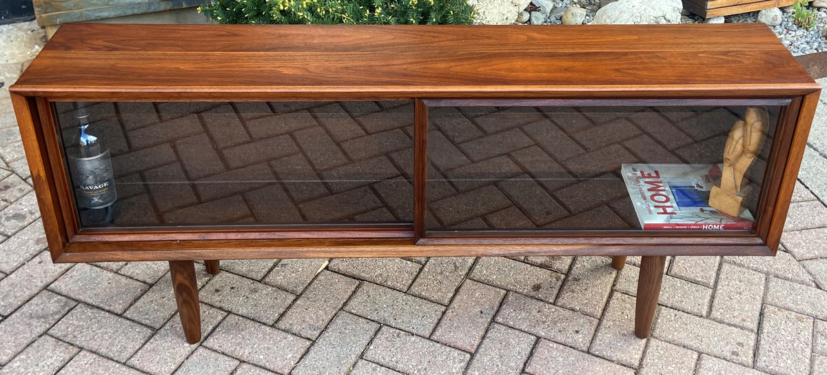 REFINISHED MCM Walnut Bookcase Display Media Console 56.5
